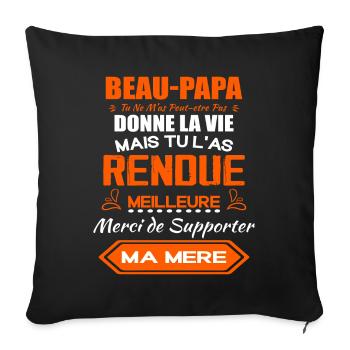 Beau Papa Cadeau - Meilleure Beau-Pére - Housse de coussin décorative 45 x 45 cm - noir - Devant