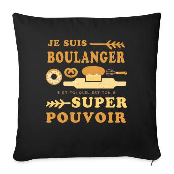 Boulanger Humour Boulangerie - Housse de coussin décorative 45 x 45 cm - noir - Devant
