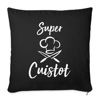 Cuisine super cuistot humour cuisinier cadeau - Housse de coussin décorative 45 x 45 cm - noir - Devant