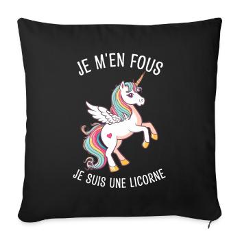 Je M'en Fous Je suis Une Licorne - Housse de coussin décorative 45 x 45 cm - noir - Devant