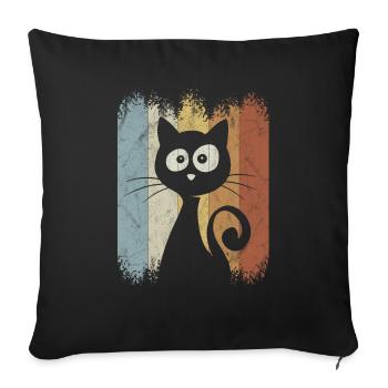 Chat rétro Vintage chat Silhouette - Housse de coussin décorative 45 x 45 cm - noir - Devant