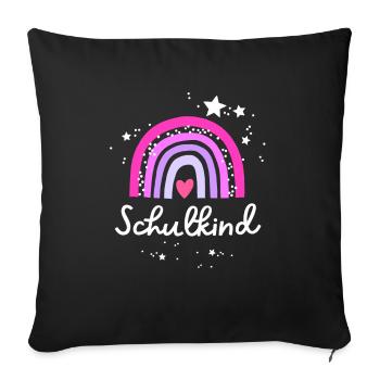 Schulkind 2024 Regenbogen 1. Klasse Einschulung - Sofakissenbezug 45 x 45 cm - Schwarz - Vorne