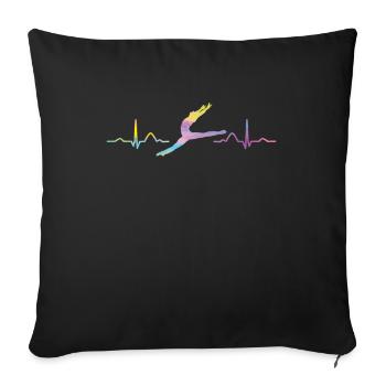Ballet, Danseur, Battement de cœur, Ecg, Ballerine - Housse de coussin décorative 45 x 45 cm - noir - Devant