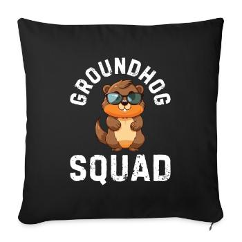 Groundhog Squad - Happy Groundhog Day - Sofa pillowcase 17,3'' x 17,3'' (45 x 45 cm) - black - Front