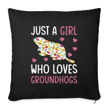 Just a girl who loves marmots - Sofa pillowcase 17,3'' x 17,3'' (45 x 45 cm) - black - Front