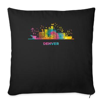 Denverites Skyline Denver - Housse de coussin décorative 45 x 45 cm - noir - Devant