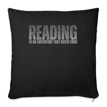 Reading is an adventure book lover - Sofa pillowcase 17,3'' x 17,3'' (45 x 45 cm) - black - Front