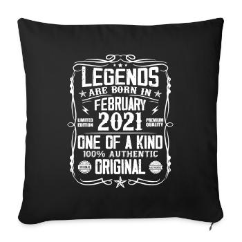 Vintage birthday gift born in February 2021 - Sofa pillowcase 17,3'' x 17,3'' (45 x 45 cm) - black - Front