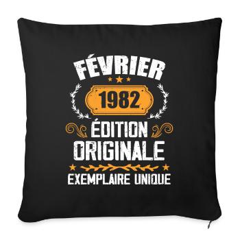 Cadeau 42e Anniversaire Nées En Février 1982 - Housse de coussin décorative 45 x 45 cm - noir - Devant