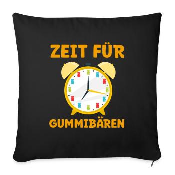 Zeit für Gummibären! Gummibär Uhr Süßigkeit - Sofakissenbezug 45 x 45 cm - Schwarz - Vorne