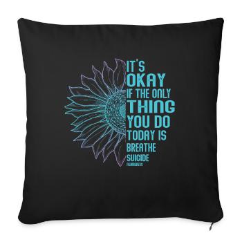 Sensibilisation à la prévention du suicide - Housse de coussin décorative 45 x 45 cm - noir - Devant