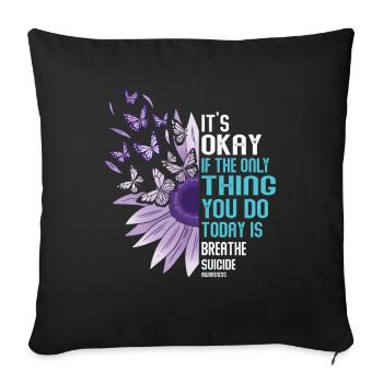 Sensibilisation à la prévention du suicide - Housse de coussin décorative 45 x 45 cm - noir - Devant