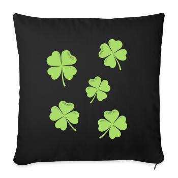 Trèfle à quatre feuilles St Patrick’s Day Luck - Housse de coussin décorative 45 x 45 cm - noir - Devant