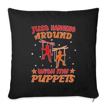 Marionnettistes et marionnettes pour spectacles de marionnettes - Housse de coussin décorative 45 x 45 cm - noir - Devant