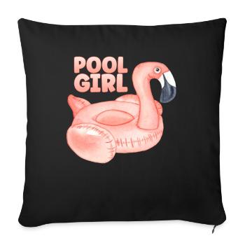 Pool Girl Flamingo Floatie Swimming Pool - Sofa pillowcase 17,3'' x 17,3'' (45 x 45 cm) - black - Front