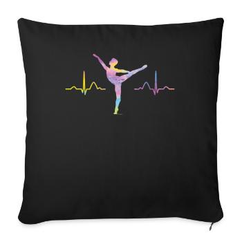Ballet, Danseur, Battement de cœur, Ecg, Ballerine - Housse de coussin décorative 45 x 45 cm - noir - Devant