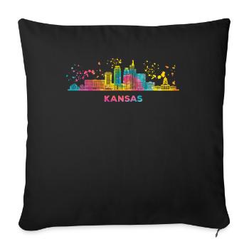 Kansans Skyline Cityscape Kansas - Sofa pillowcase 17,3'' x 17,3'' (45 x 45 cm) - black - Front