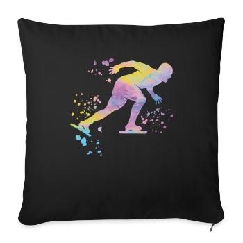 Speed skater Sportswoman Speed Skating - Sofa pillowcase 17,3'' x 17,3'' (45 x 45 cm) - black - Front
