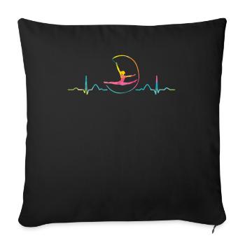 Gymnaste avec bande de gymnastique rythmique - Housse de coussin décorative 45 x 45 cm - noir - Devant