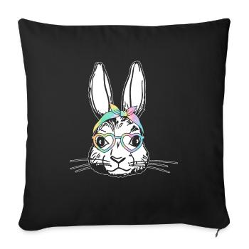 Easter Bunny Care for Little Cute Bunnies - Sofa pillowcase 17,3'' x 17,3'' (45 x 45 cm) - black - Front