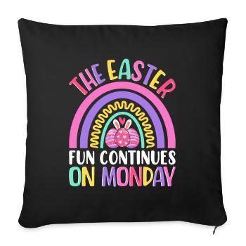 Le plaisir continue le lundi de Pâques, Pâques, Pâques - Housse de coussin décorative 45 x 45 cm - noir - Devant