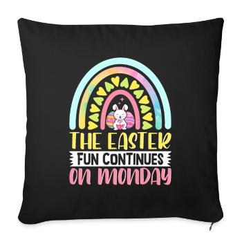 Le plaisir continue le lundi de Pâques, Pâques, Pâques - Housse de coussin décorative 45 x 45 cm - noir - Devant