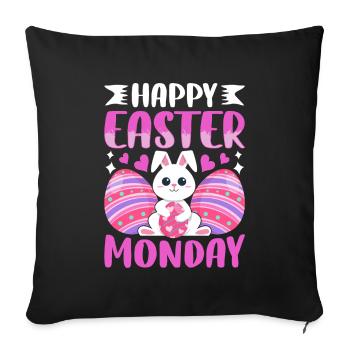 Happy Easter Monday! Easter Easter Eggs Easter Bunny - Sofa pillowcase 17,3'' x 17,3'' (45 x 45 cm) - black - Front
