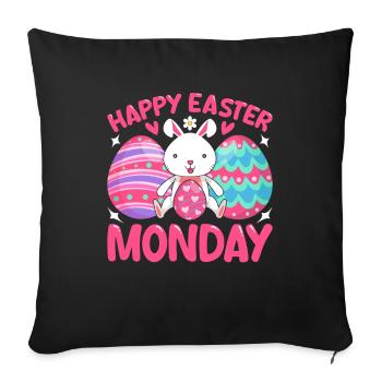 Happy Easter Monday! Easter Easter Eggs Easter Bunny - Sofa pillowcase 17,3'' x 17,3'' (45 x 45 cm) - black - Front
