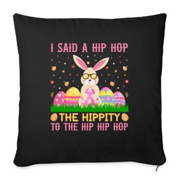 Happy Easter with the Easter Bunny - Sofa pillowcase 17,3'' x 17,3'' (45 x 45 cm) - black - Front