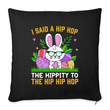 Happy Easter with the Easter Bunny - Sofa pillowcase 17,3'' x 17,3'' (45 x 45 cm) - black - Front
