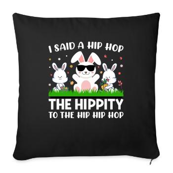 Happy Easter with the Easter Bunny - Sofa pillowcase 17,3'' x 17,3'' (45 x 45 cm) - black - Front