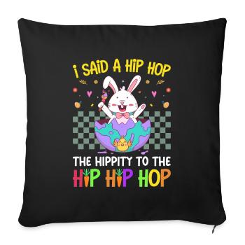 Happy Easter with the Easter Bunny - Sofa pillowcase 17,3'' x 17,3'' (45 x 45 cm) - black - Front