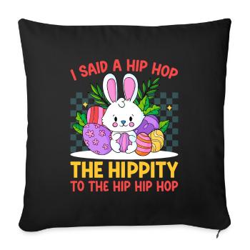 Happy Easter with the Easter Bunny - Sofa pillowcase 17,3'' x 17,3'' (45 x 45 cm) - black - Front