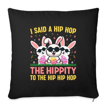 Happy Easter with the Easter Bunny - Sofa pillowcase 17,3'' x 17,3'' (45 x 45 cm) - black - Front