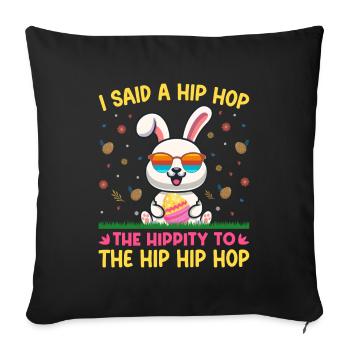 Happy Easter with the Easter Bunny - Sofa pillowcase 17,3'' x 17,3'' (45 x 45 cm) - black - Front