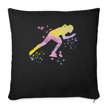 Speed skater Sportswoman Speed Skating - Sofa pillowcase 17,3'' x 17,3'' (45 x 45 cm) - black - Front