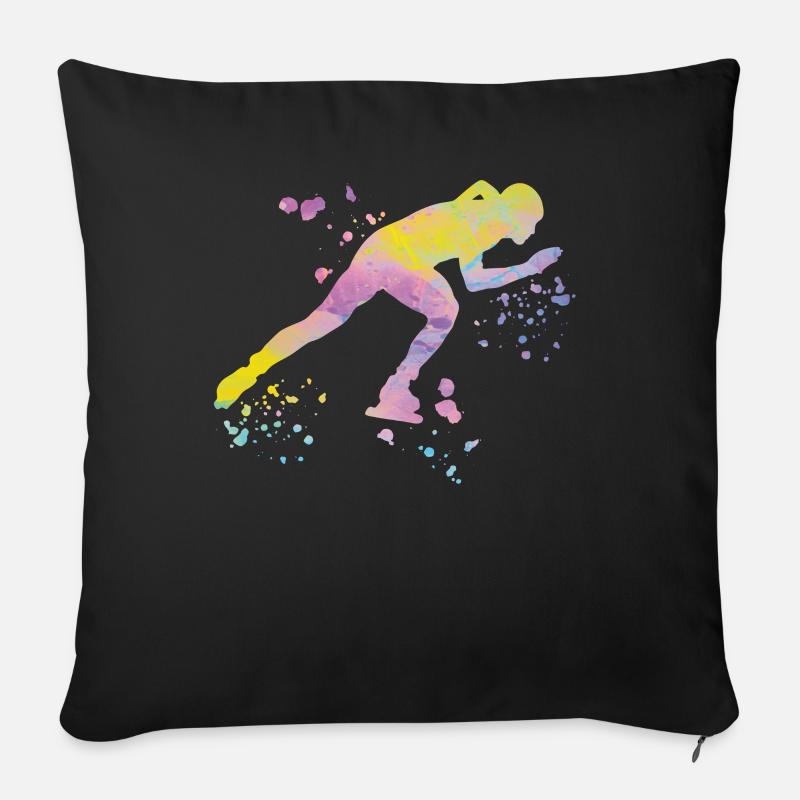 Eisschnellläufer Sportlerin Eisschnelllauf - Sofakissenbezug 45 x 45 cm - Schwarz