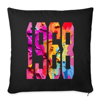 BUNT 58. GEBURTSTAG 1968 - Sofakissenbezug 45 x 45 cm - Schwarz - Vorne