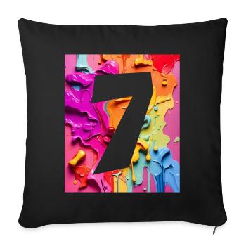 NR. 7 NUMMER 7 BUNT 7. GEBURTSTAG - Sofakissenbezug 45 x 45 cm - Schwarz - Vorne