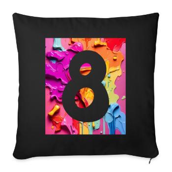 NO. 8 NUMBER 8 COLORFUL 8TH BIRTHDAY - Sofa pillowcase 17,3'' x 17,3'' (45 x 45 cm) - black - Front