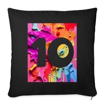 NO. 10 NUMBER 10 COLORFUL 10TH BIRTHDAY - Sofa pillowcase 17,3'' x 17,3'' (45 x 45 cm) - black - Front