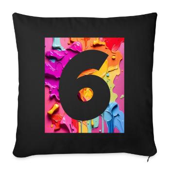 NO. 6 NUMBER 6 COLORFUL 6TH BIRTHDAY - Sofa pillowcase 17,3'' x 17,3'' (45 x 45 cm) - black - Front