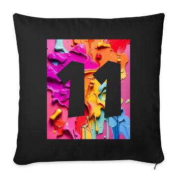 NR. 11 NUMMER 11 BUNT 11. GEBURTSTAG - Sofakissenbezug 45 x 45 cm - Schwarz - Vorne