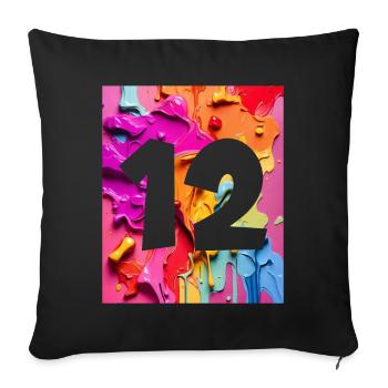 NON. 12 NUMÉRO 12 COLORÉ 12E ANNIVERSAIRE - Housse de coussin décorative 45 x 45 cm - noir - Devant