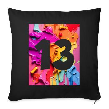 NON. 13 NUMÉRO 13 COLORÉ 13E ANNIVERSAIRE - Housse de coussin décorative 45 x 45 cm - noir - Devant