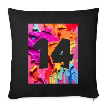 NON. 14 NUMÉRO 14 COLORÉ 14E ANNIVERSAIRE - Housse de coussin décorative 45 x 45 cm - noir - Devant