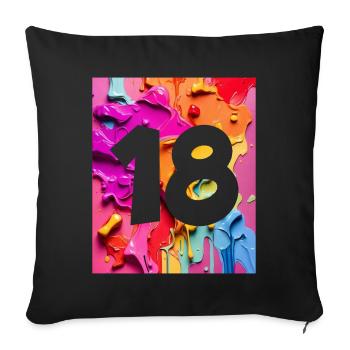 NO. 18 NUMBER 18 COLORFUL 18TH BIRTHDAY - Sofa pillowcase 17,3'' x 17,3'' (45 x 45 cm) - black - Front