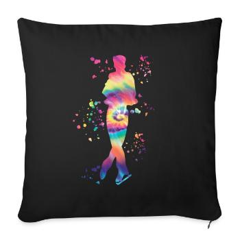 Patineur artistique Patinage sur glace Patinage artistique - Housse de coussin décorative 45 x 45 cm - noir - Devant