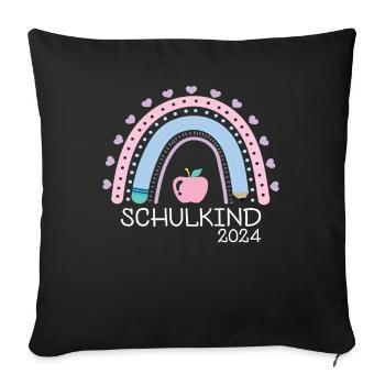 Rentrée scolaire Premier jour d’école Écolier 2024 - Housse de coussin décorative 45 x 45 cm - noir - Devant