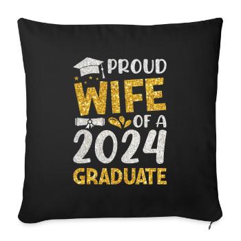 Fière épouse d’un étudiant diplômé de l’université 2024 - Housse de coussin décorative 45 x 45 cm - noir - Devant